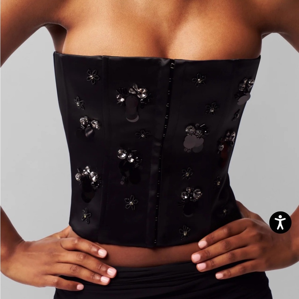 Danielle Guizio Black Embellished Corset